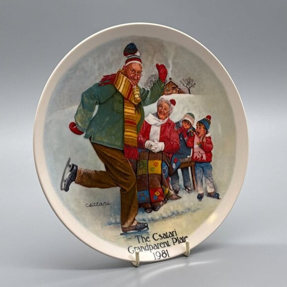 Edwin Knowles "The Skating Lesson" by Joseph Csatari Collectible Plate - Picture 4 of 6